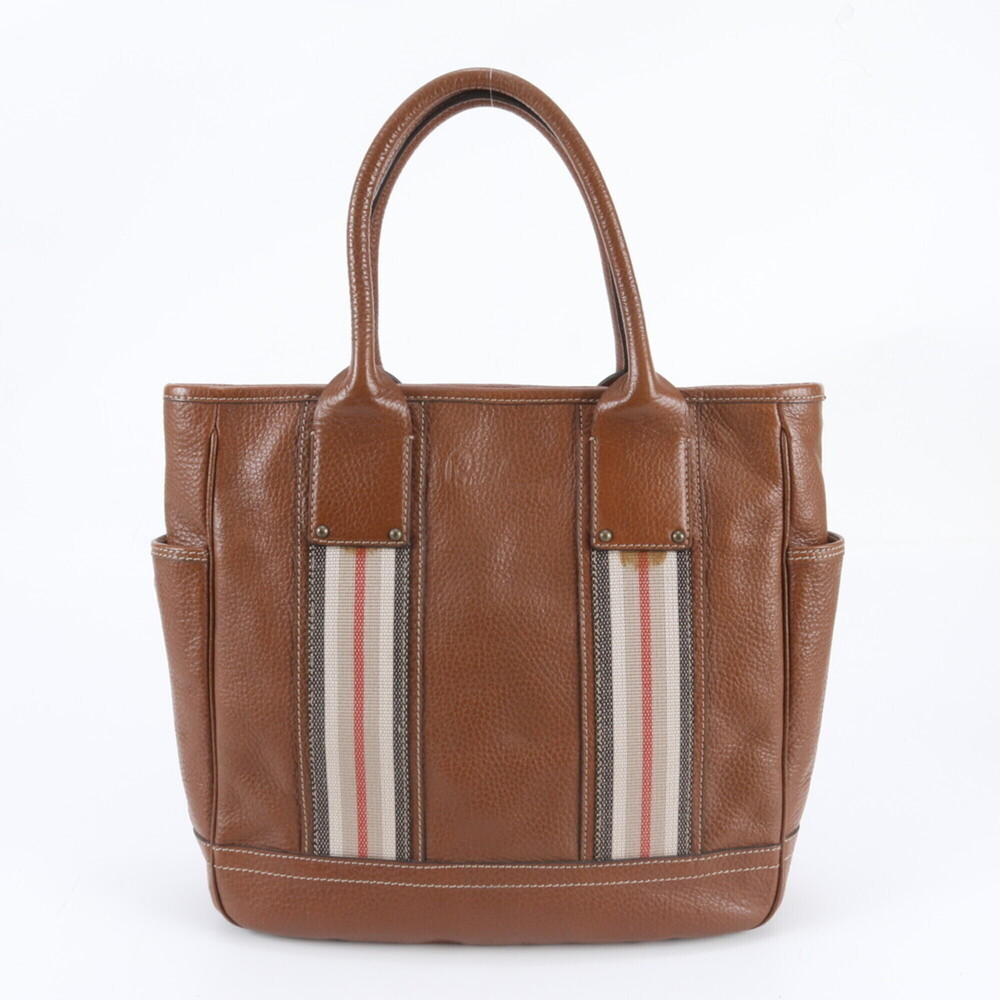 Burberry Leather Tote Bag Shoulder Brown Men's